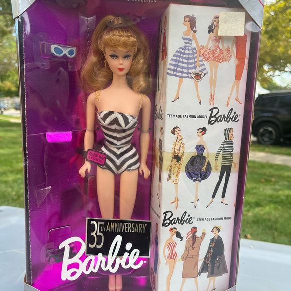 Barbie 35th Anniversary Doll in Striped Swimsuit - Picture 1 of 1